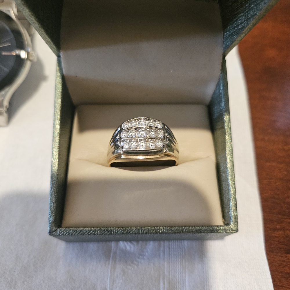 Men's Silver and Gold Diamond Ring